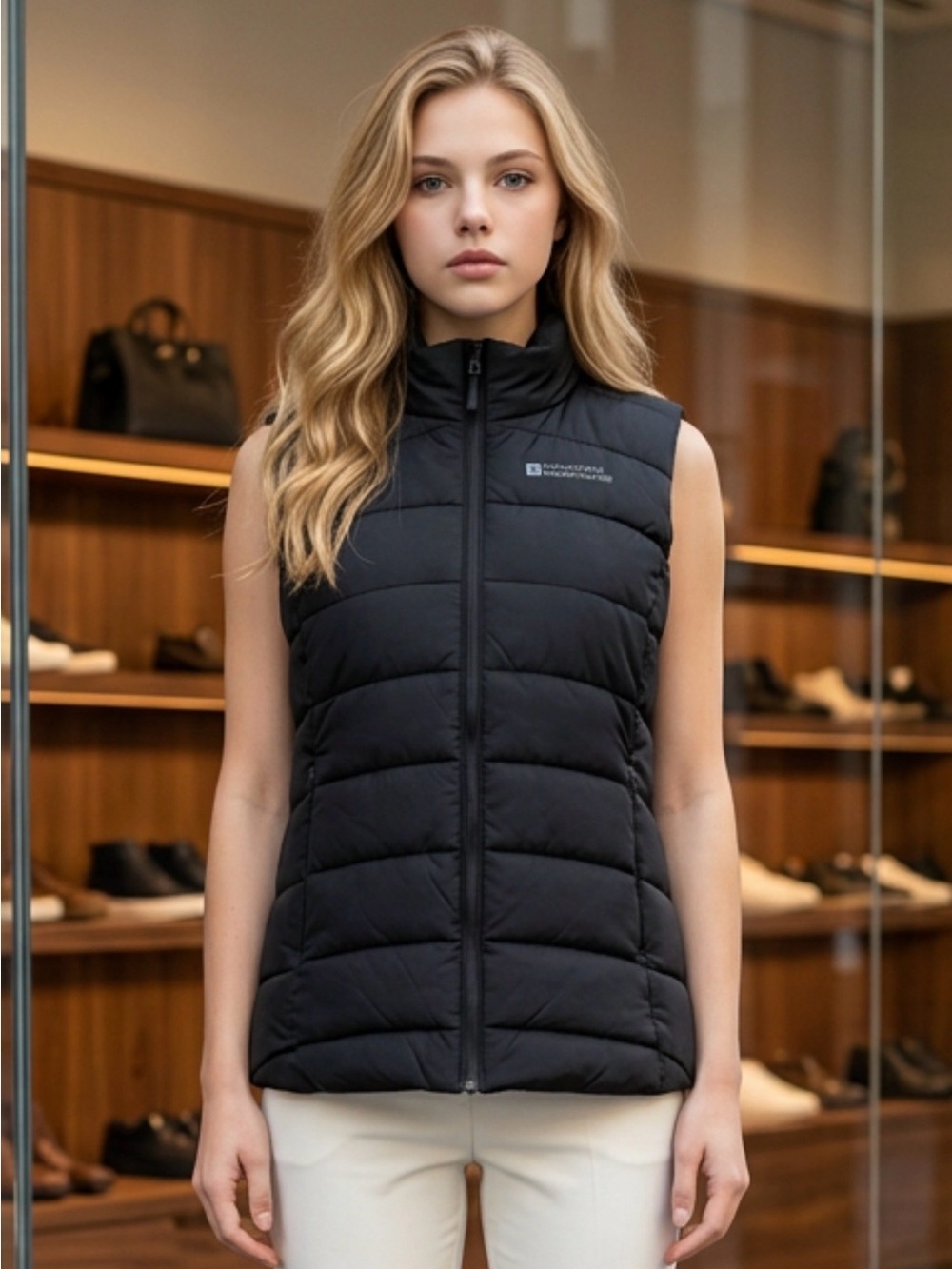 Women's Black Quilted Puffer Vest - Lightweight Zip-Up R1